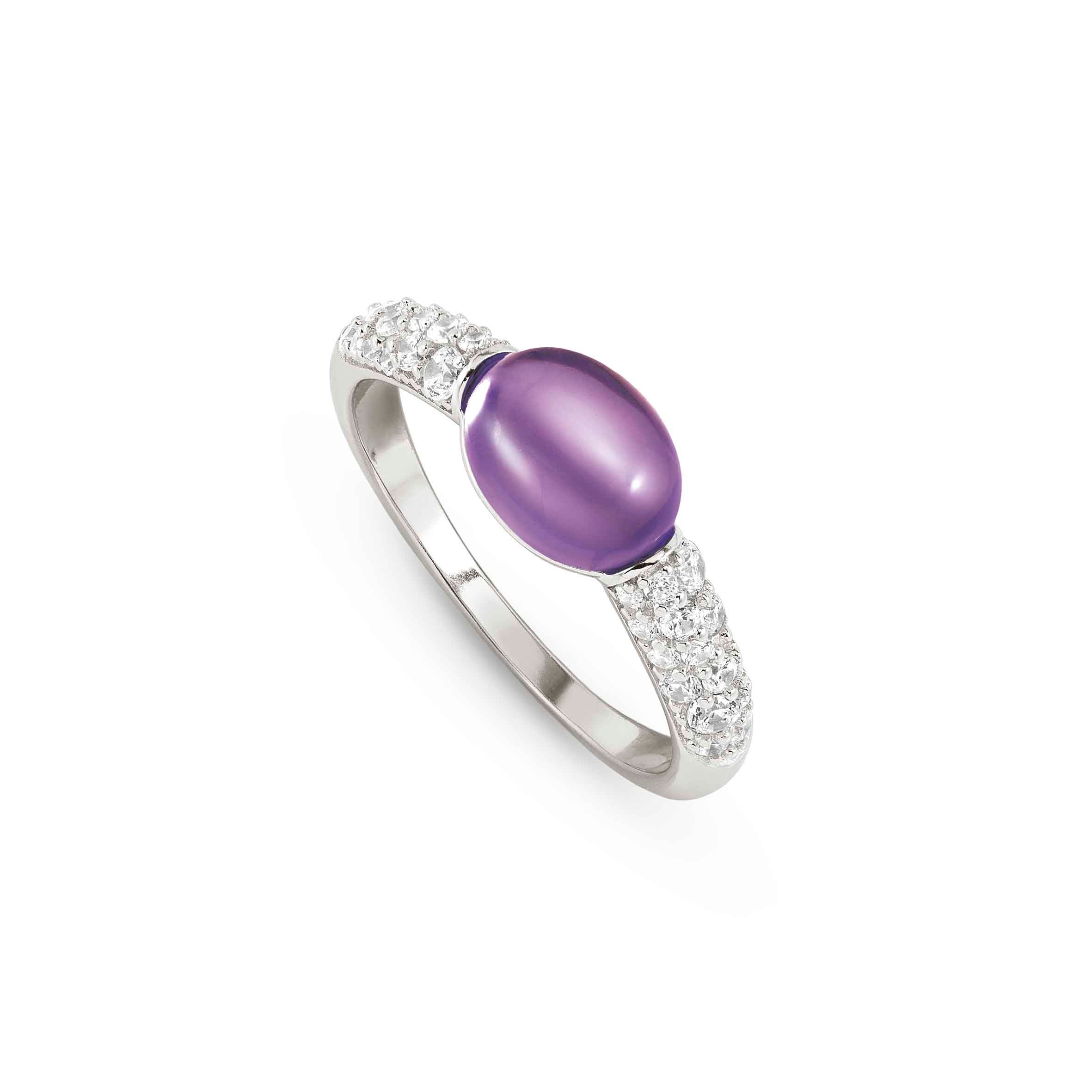 MyRadiance ring, natural stone, small, 45 White Topaz