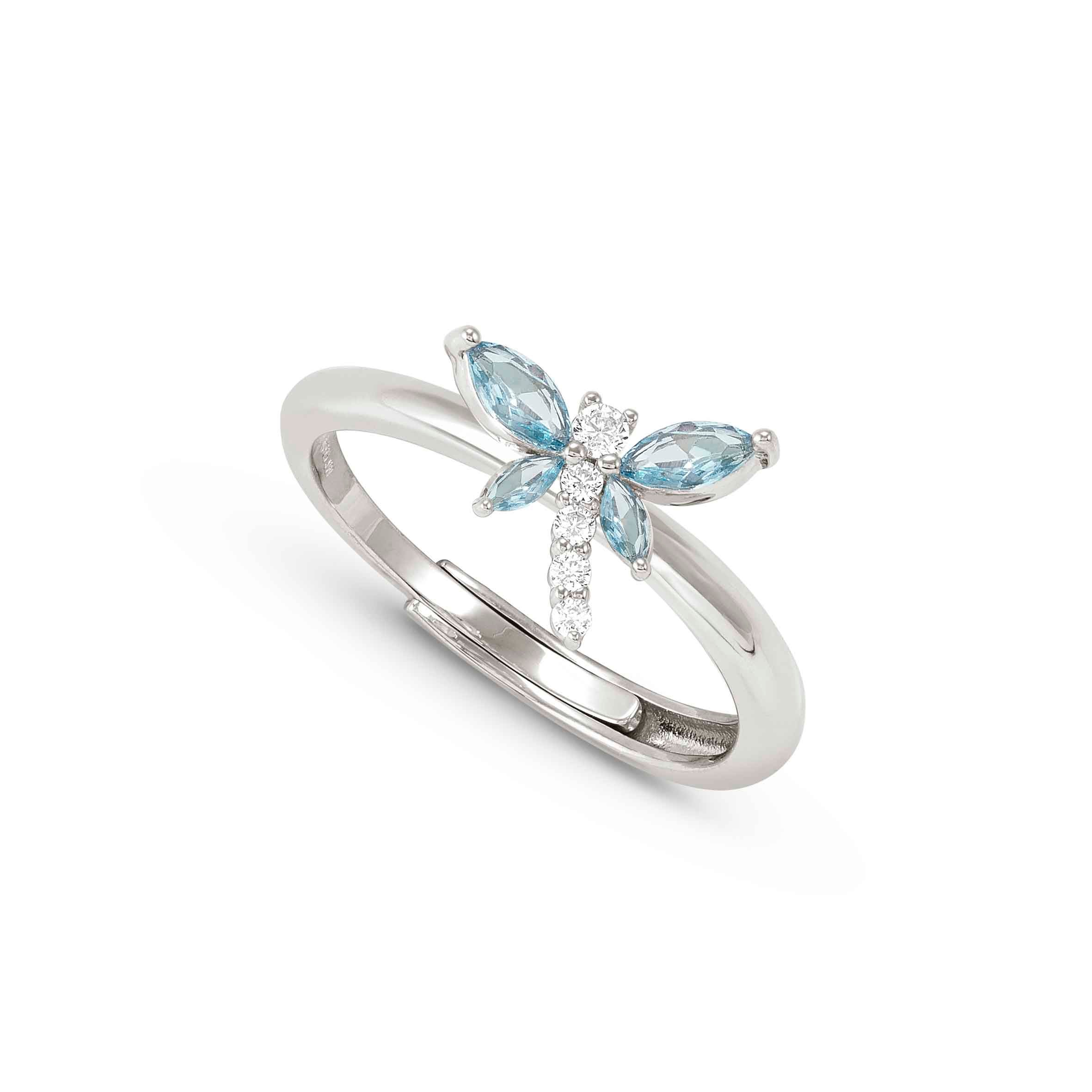 Shine Me Up ring, Blue Dragonfly