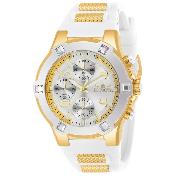 Invicta Women's 24192 Blu White and Gold Inserts Silicone Watch