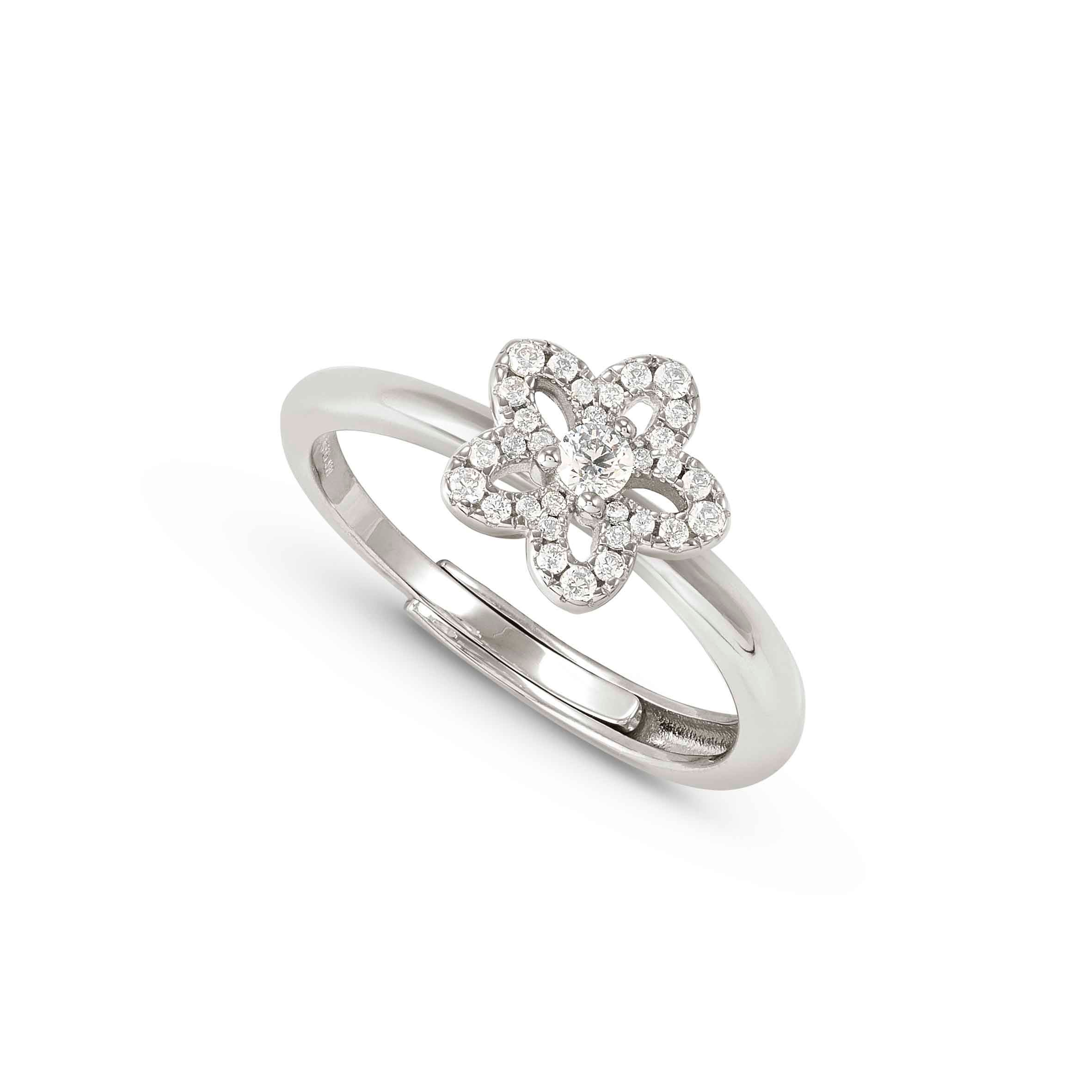 SweetMadame ring, Flower Cubic Zirconia