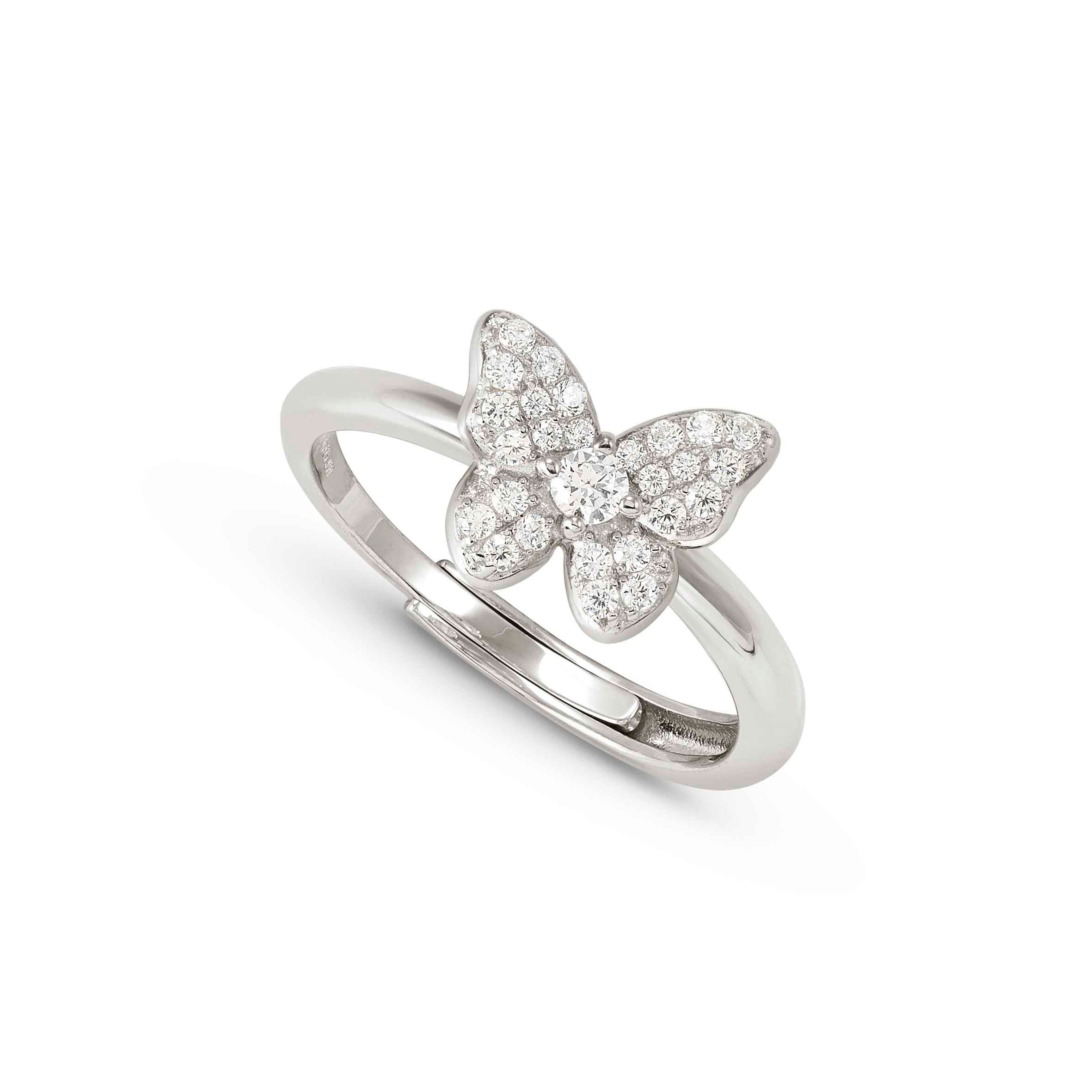 SweetMadame ring, Butterfly with Cubic Zirconia