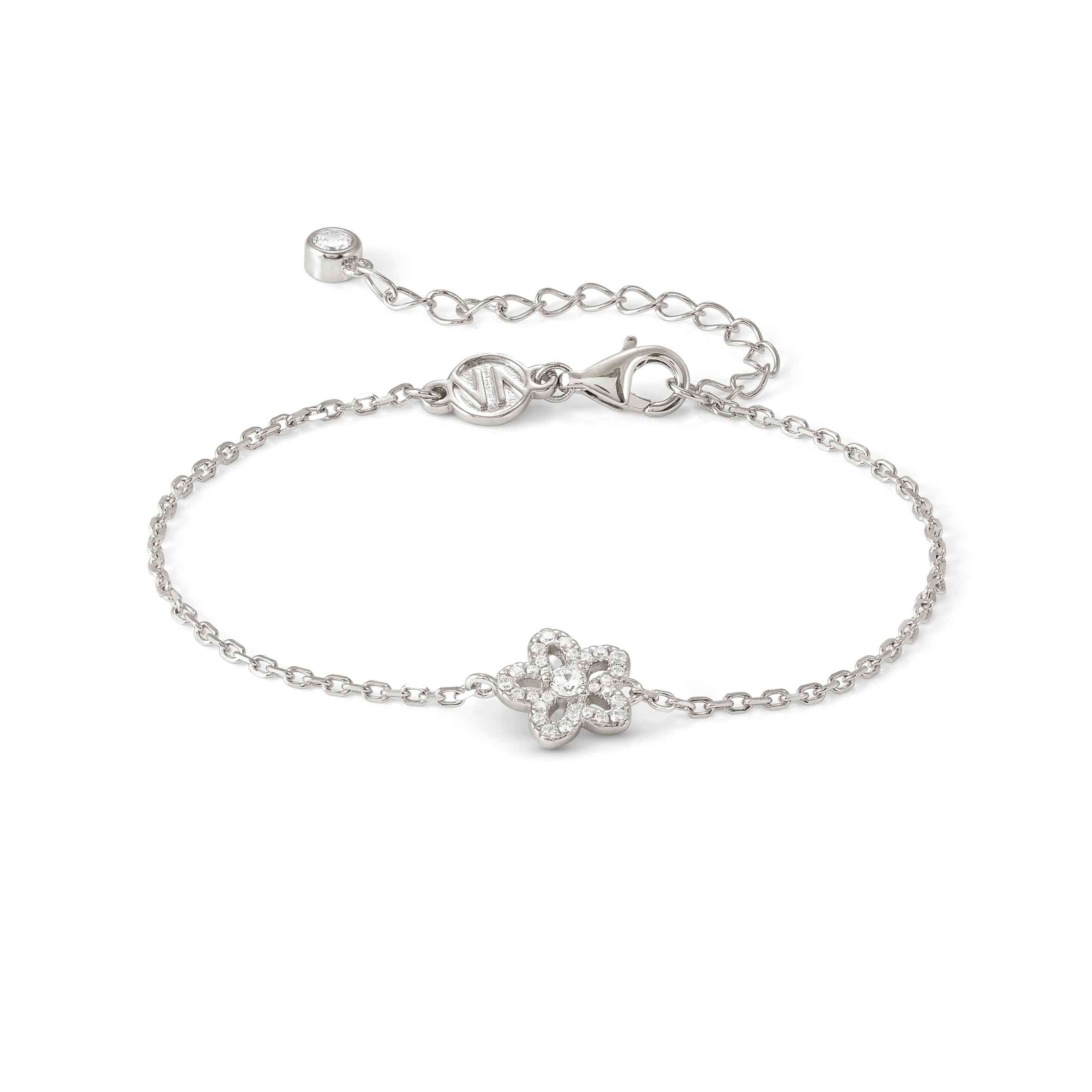 SweetMadame bracelet, Flower with CZ pavé