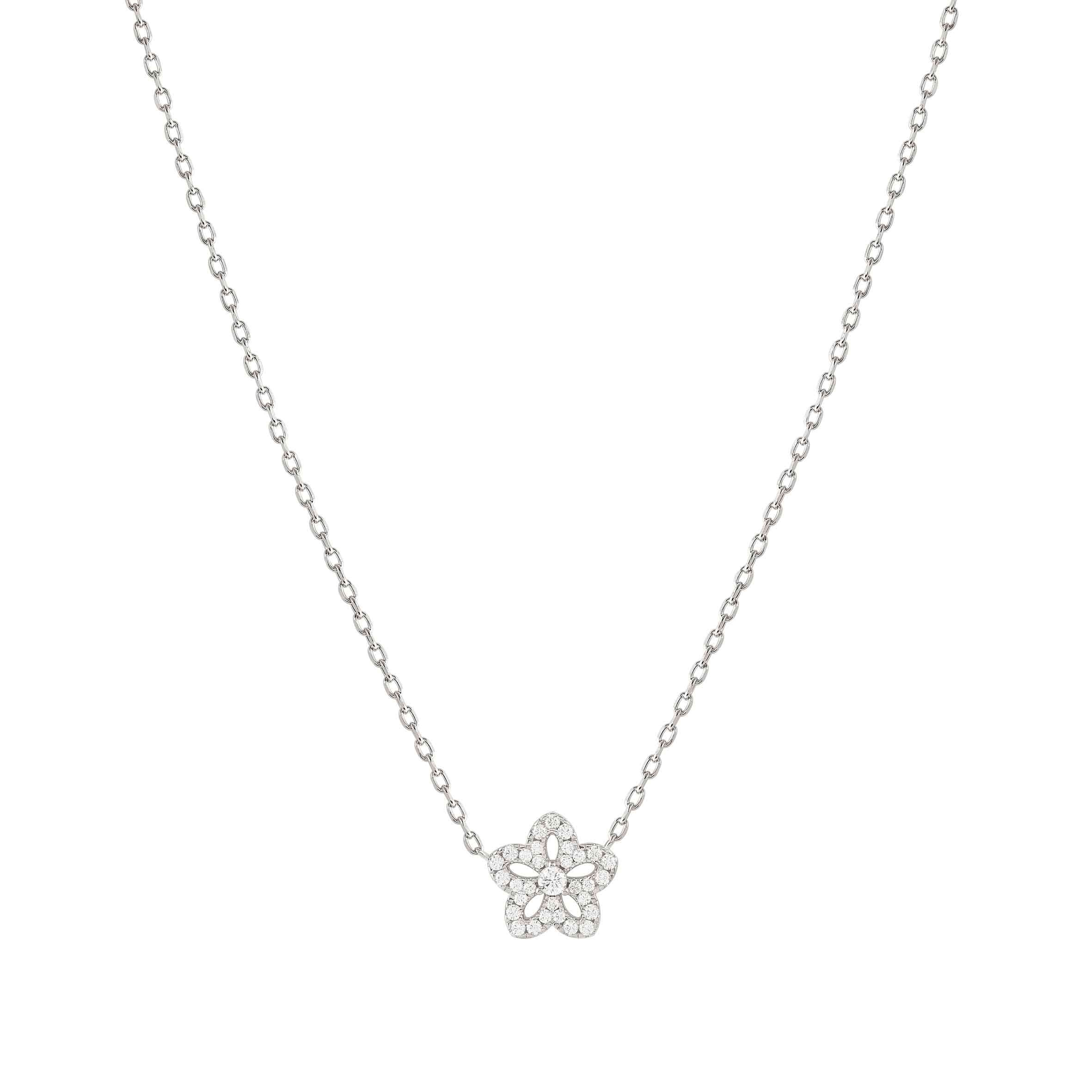 SweetMadame necklace, Flower, White Cubic Zirconia
