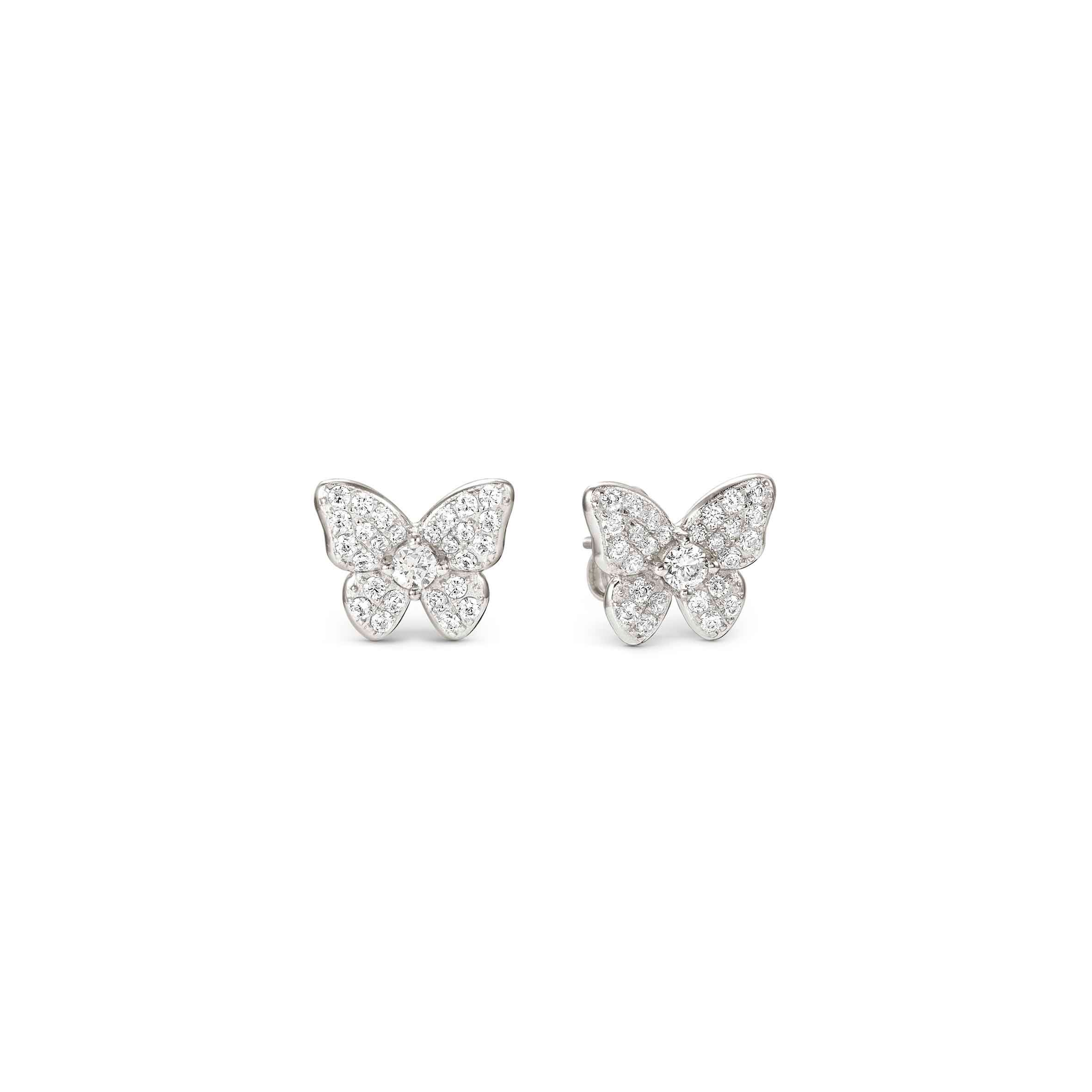 SweetMadame earrings, Butterflies, White Pavé