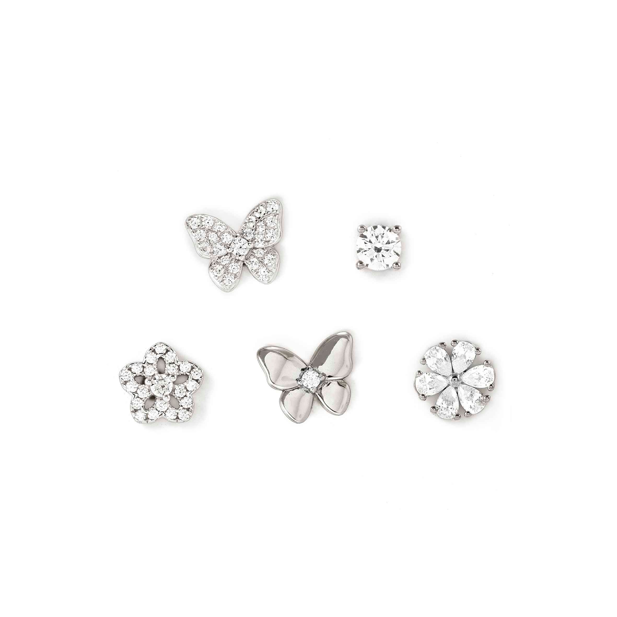 SweetMadame silver earring set with CZ