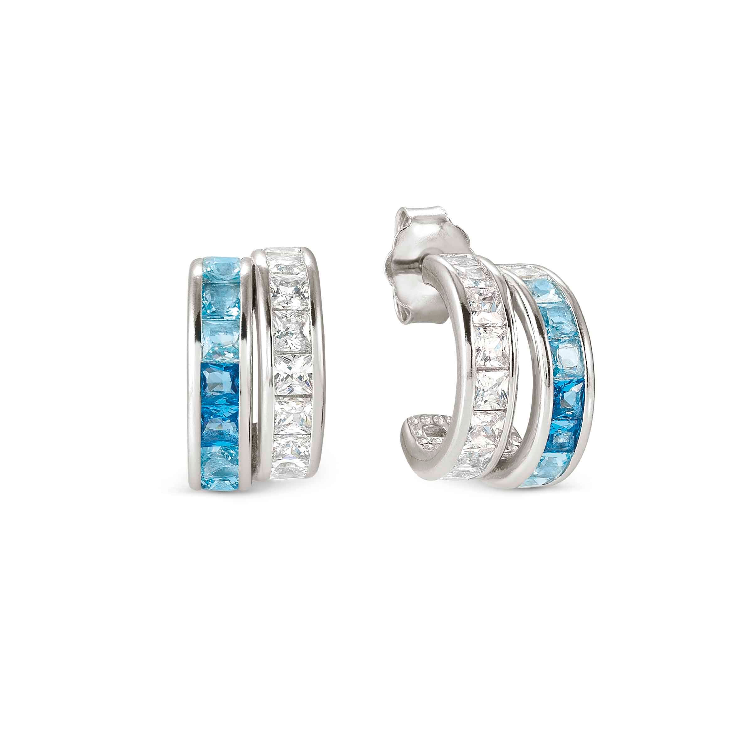 DayToNight silver hoop earrings with Cubic Zirconia