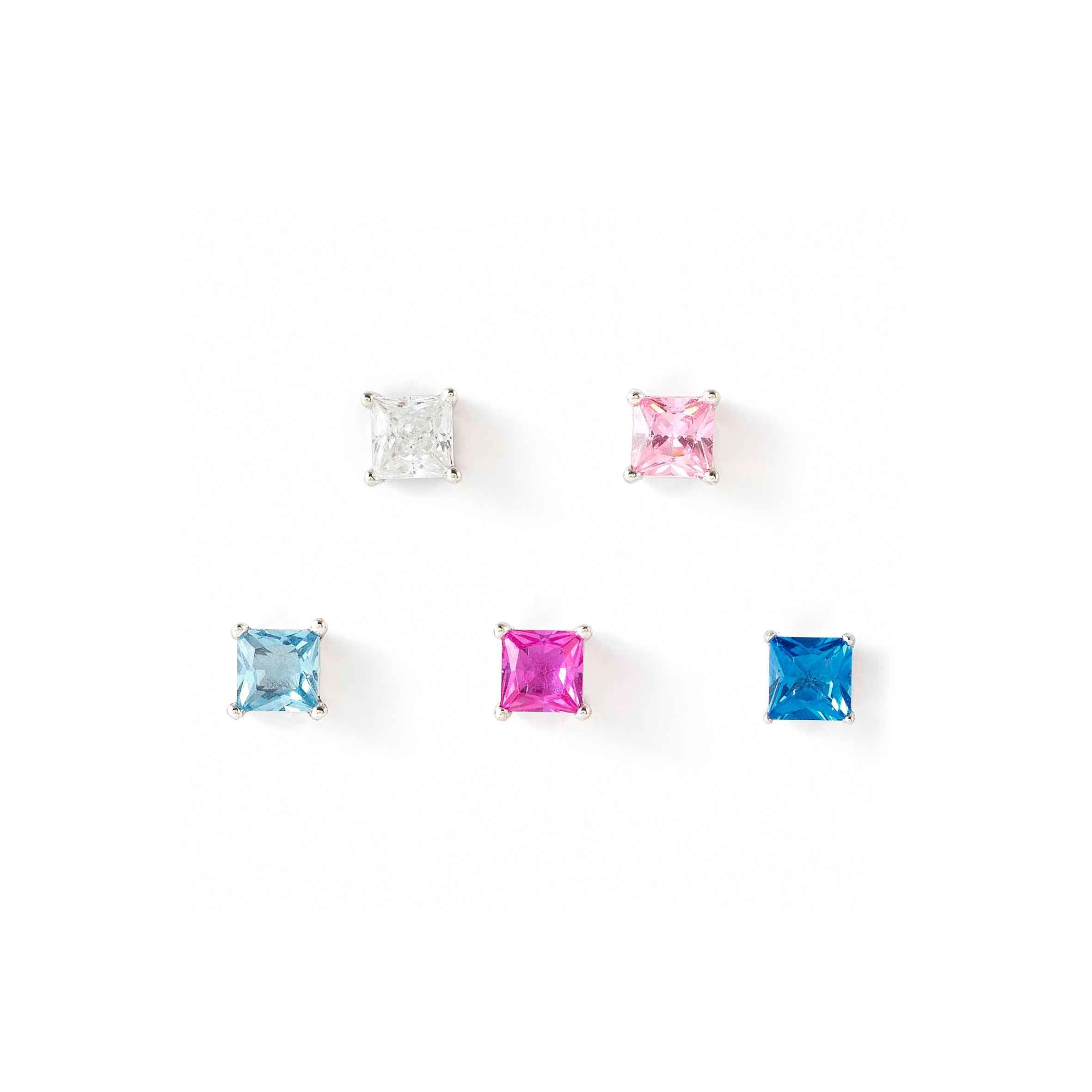DayToNight Set of 5 silver earrings with CZ