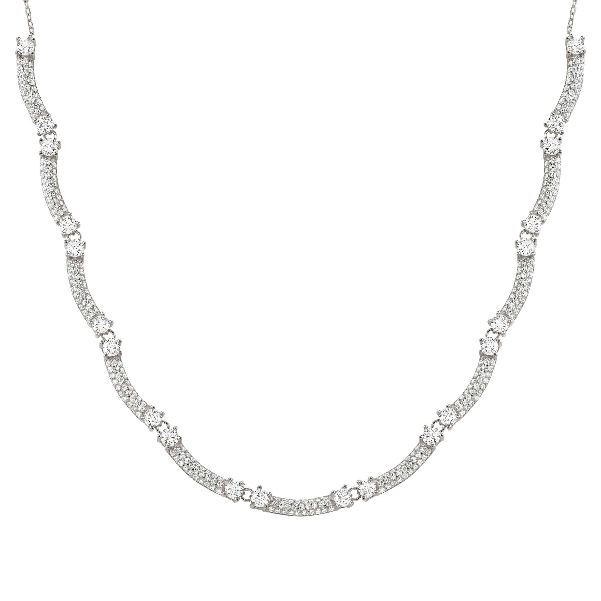 Fashion Era necklace White Rhodium and CZ pavé