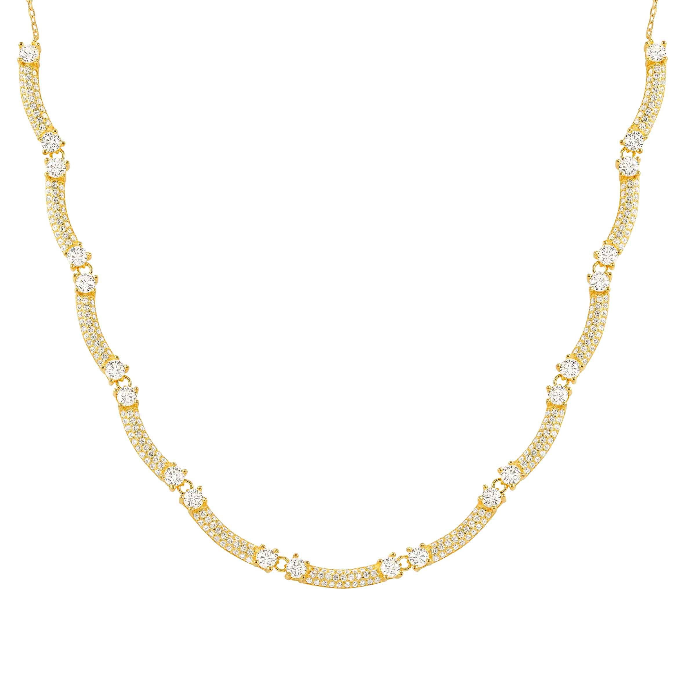 Fashion Era necklace yellow gold, CZ pavé