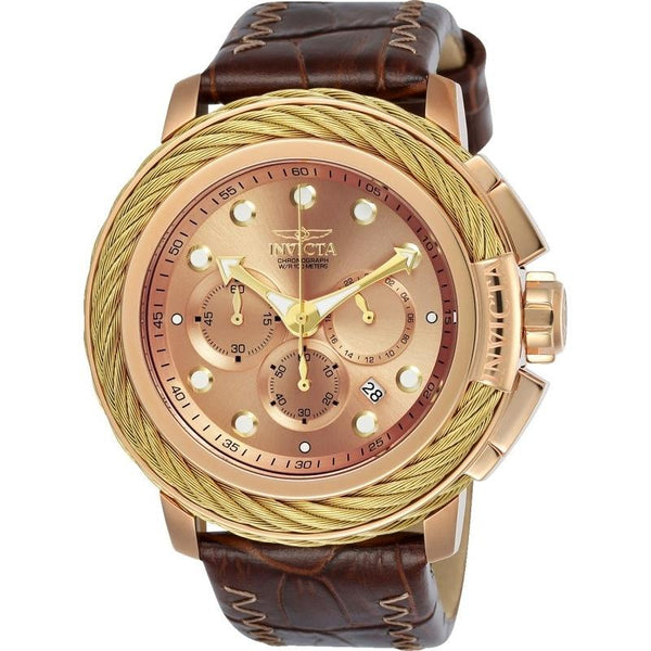 Invicta Men's 24443 Bolt Brown and Rose-Tone Leather Watch