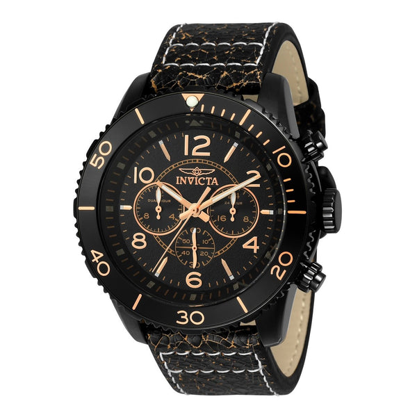 Invicta Men's 24554 Aviator Black Leather Watch