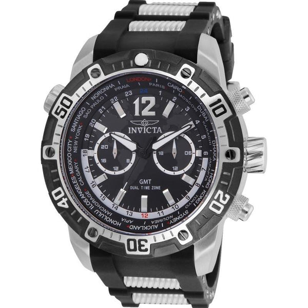 Invicta Men's 24580 Aviator Black and Silver Silicone Watch