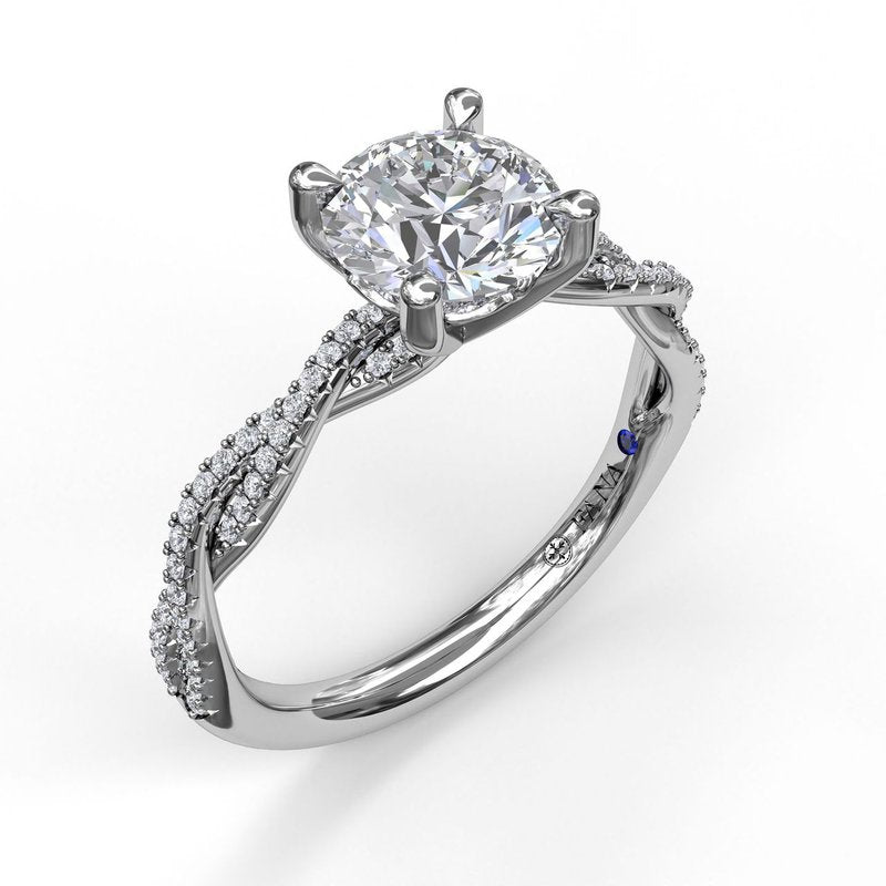 18K White Gold Petite Diamond Twist Semi-Mount Engagement Ring