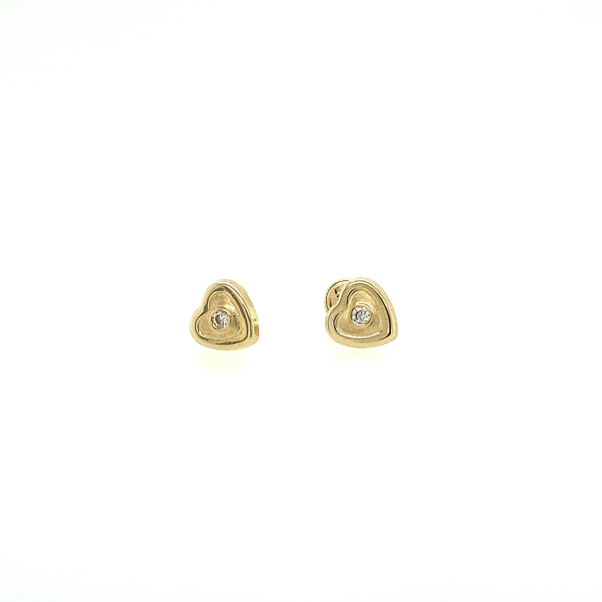 14K Heart Gold Stud and Center CZ