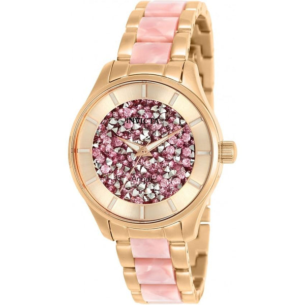 Invicta Women's 25244 Angel Rose-Tone and Pink Inserts Stainless Steel Watch