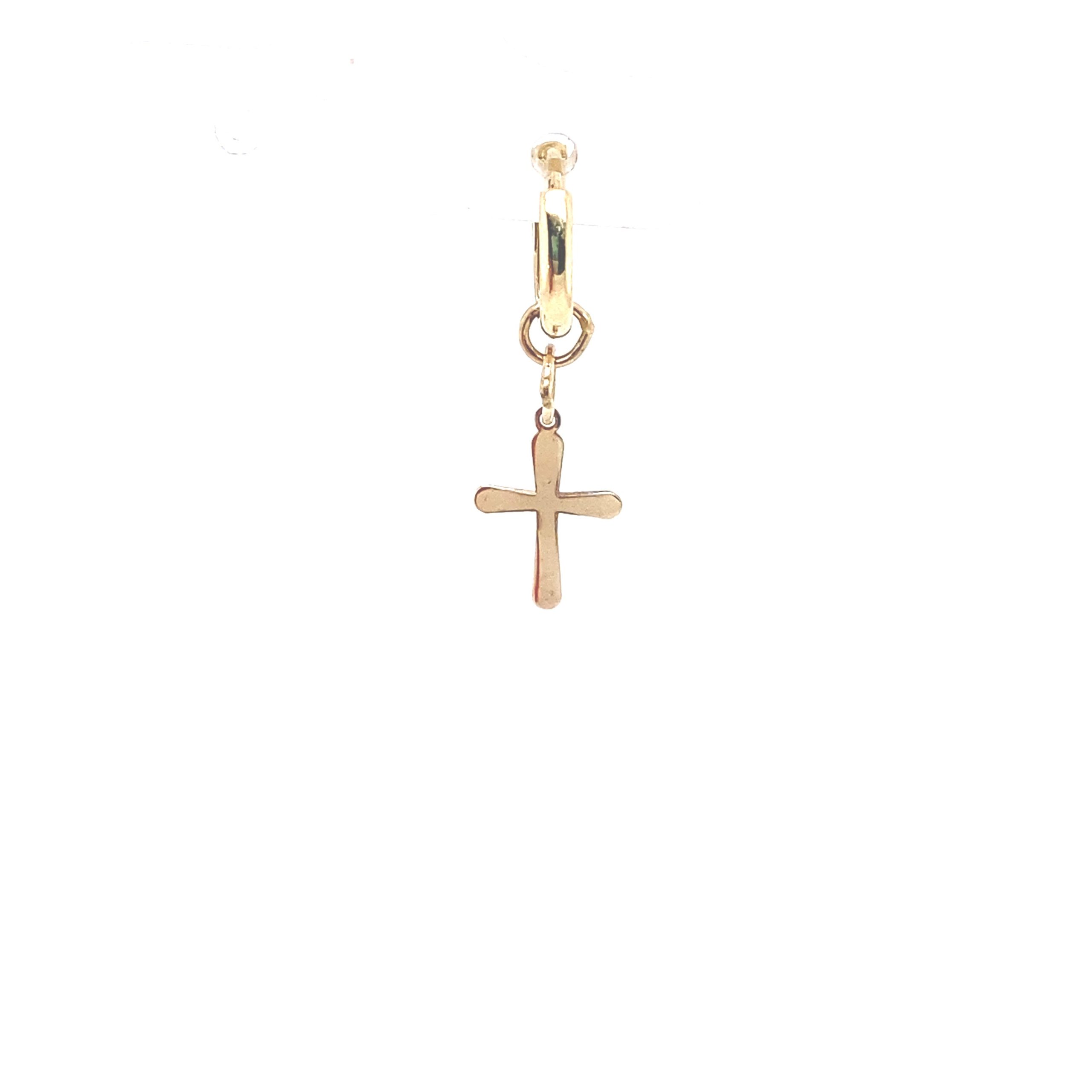 14K Gold Single Hoop Sliding Cross