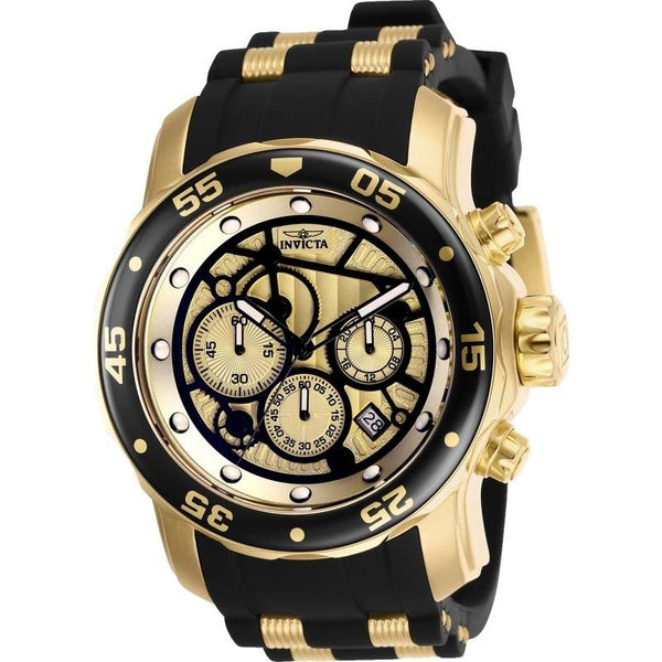 Invicta Men's 25709 Pro Diver Scuba Black and Gold-tone Inserts Polyurethane and Stainless Steel Watch