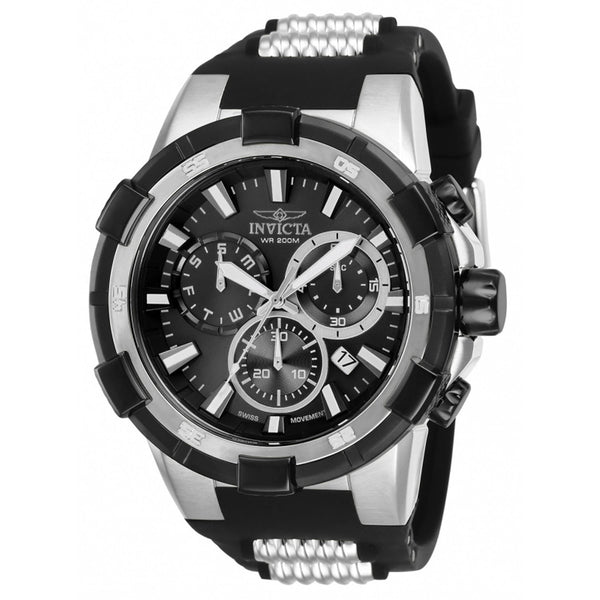 Invicta Men's 25860 Aviator Black and Silver Polyurethane and Stainless Steel Watch