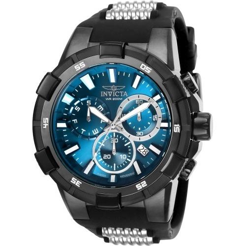 Invicta Men's 25861 Aviator Black and Silver Polyurethane and Stainless Steel Watch