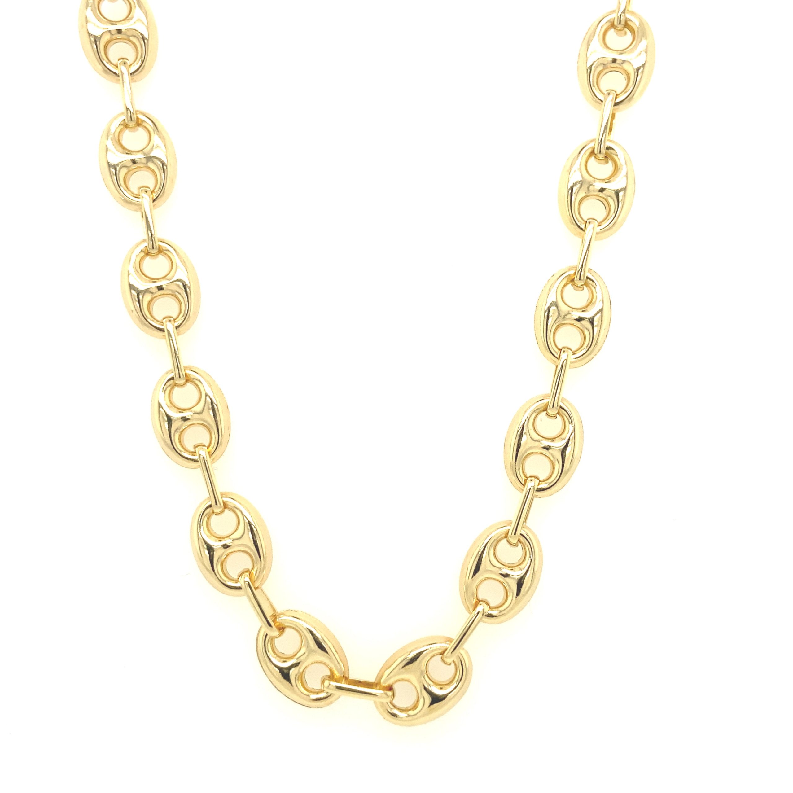 14K PUFF MARINER LINK NECKLACE 8MM