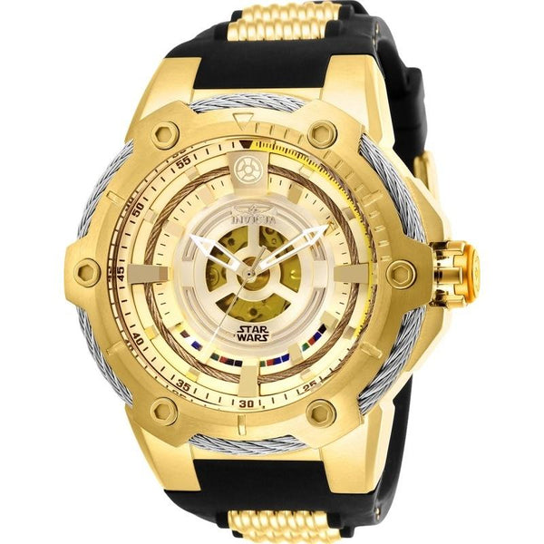 Invicta Men's 26163 Star Wars C-3PO Automatic Black and Gold-Tone Polyurethane and Stainless Steel Watch