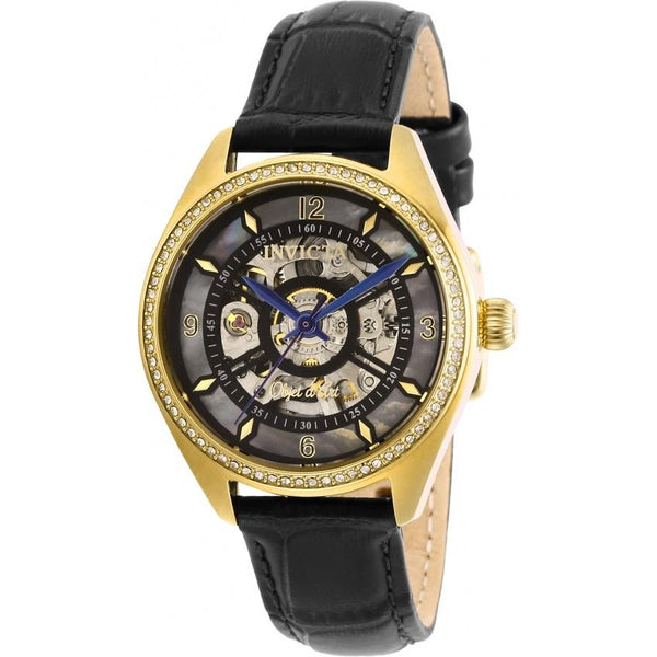 Invicta Women's 26353 Objet D Art Automatic Black Leather Watch