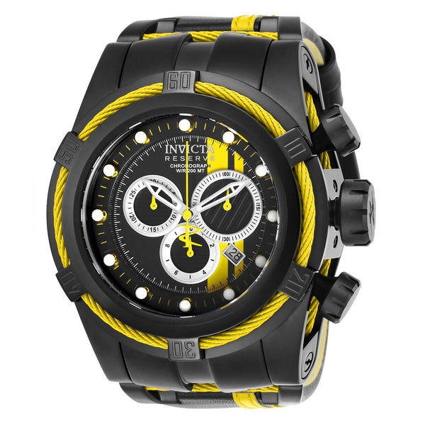 Invicta Men's 26472 Reserve Race Team Black and Yellow Leather and Stainless Steel Watch