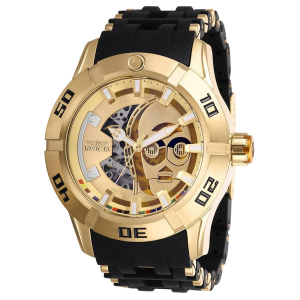 Invicta Men's 26550 Star Wars C-3PO Automatic Black and Gold-Tone Inserts Polyurethane and Stainless Steel Watch
