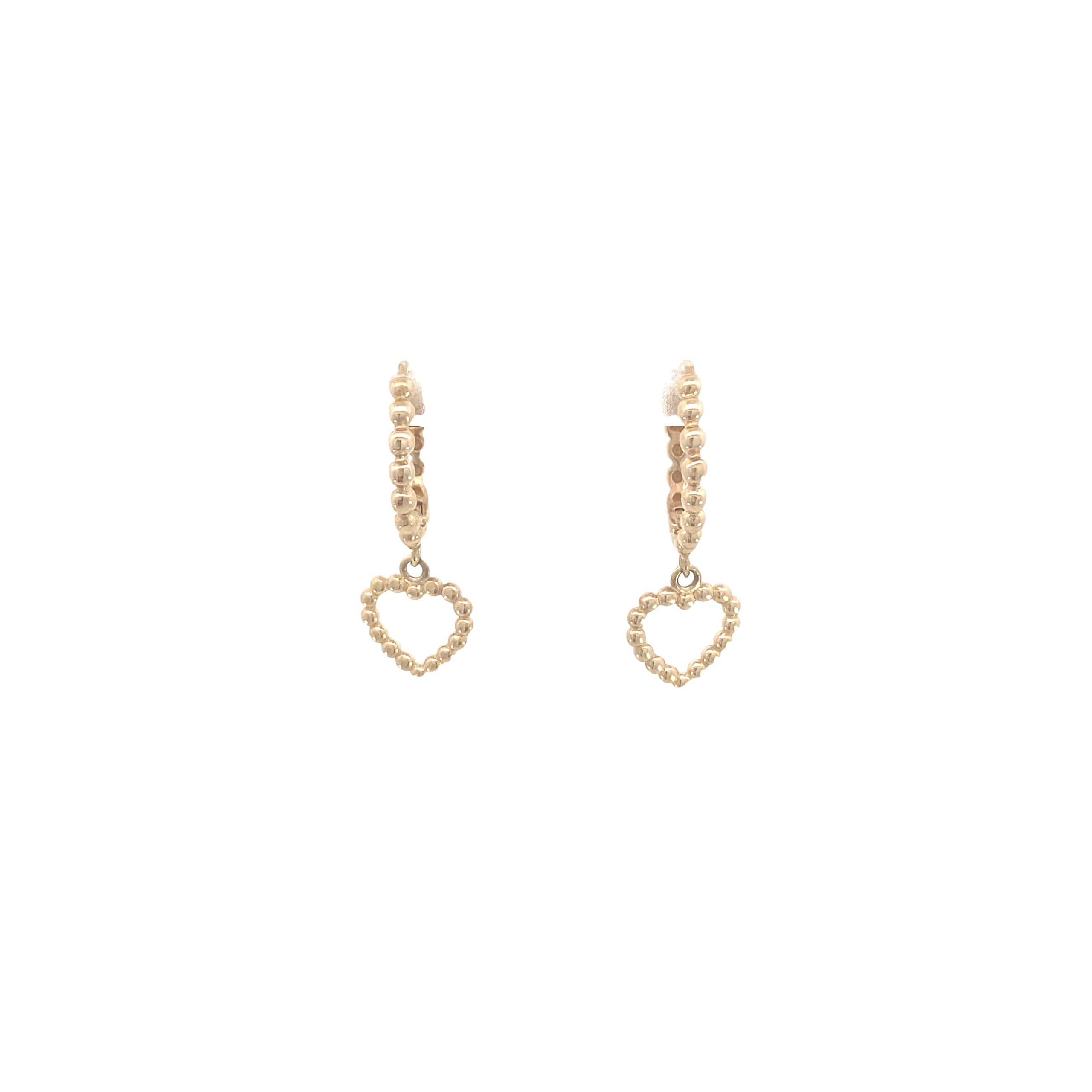 14K Gold Open Heart Hoops