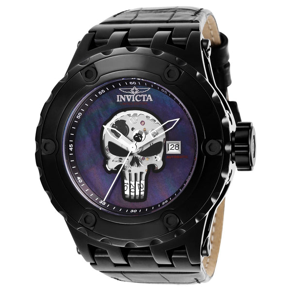 Invicta Men's 26757 Marvel Punisher Automatic Black Leather Watch