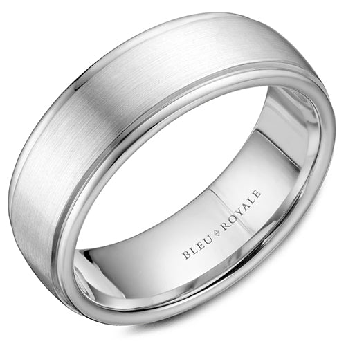 Bleu Royale 14k White Gold Men's Wedding Band - RYL-058W75-M10
