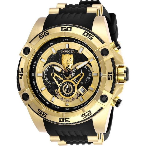 Invicta Men's 26803 Marvel Black Panther Black and Gold-Tone Inserts Silicone Watch