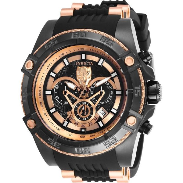 Invicta Men's 26804 Marvel Black Panther Black and Rose-Tone Inserts Silicone Watch