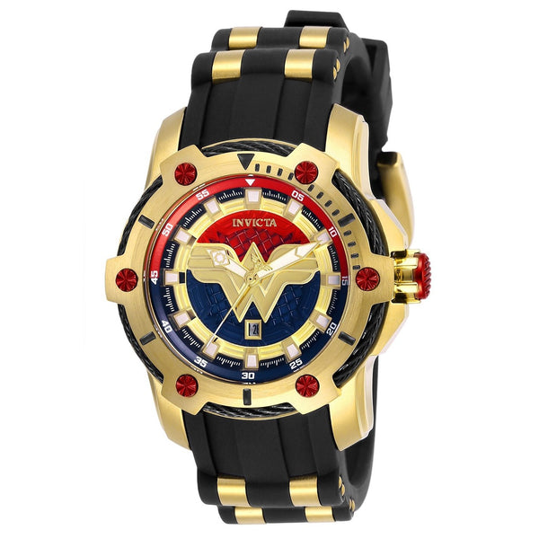 Invicta Women's 26834 DC Comics Wonder Woman Black and Gold-Tone Inserts Stainless Steel Watch