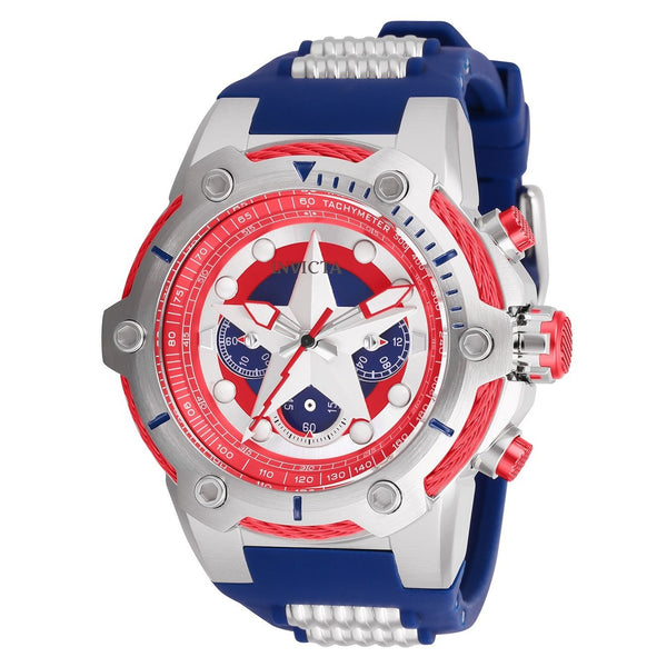 Invicta Men's 26894 Marvel Captain America Blue and Silver Silicone Watch