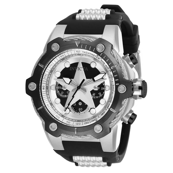 Invicta Men's 26895 Marvel Captain America Black and Silver Inserts Silicone Watch