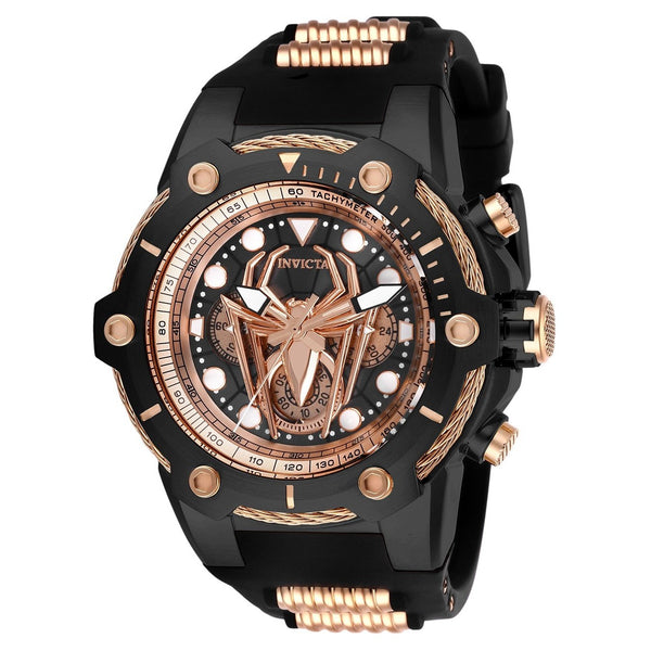 Invicta Men's 26918 Spiderman Black and Rose-Tone Inserts Silicone Watch