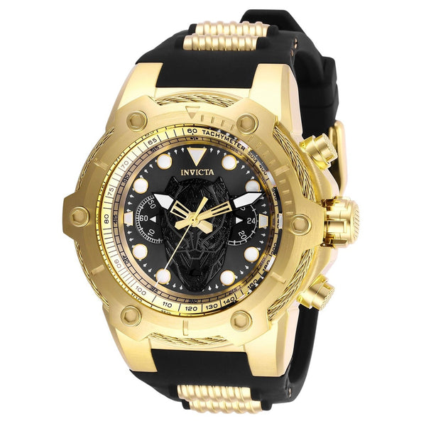 Invicta Men's 26921 Black Panther Black and Gold-Tone Inserts Silicone Watch