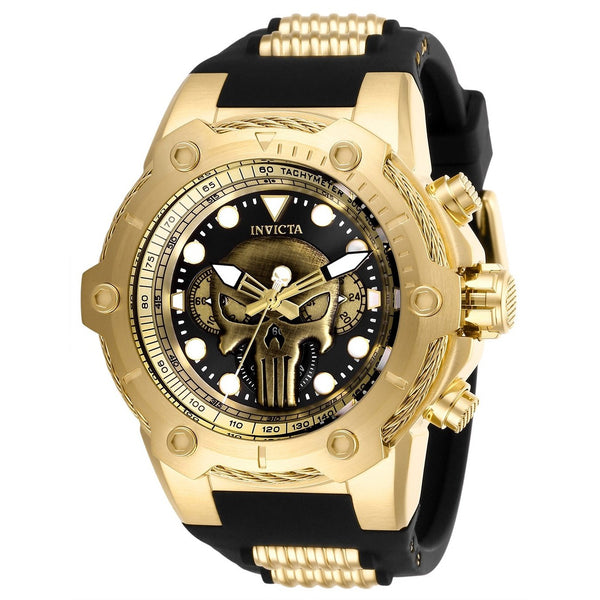 Invicta Men's 26925 Punisher Black and Gold-Tone Inserts Silicone Watch