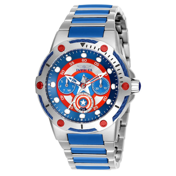 Invicta Women's 26983 Captain America Silver and Blue Inserts Stainless Steel Watch