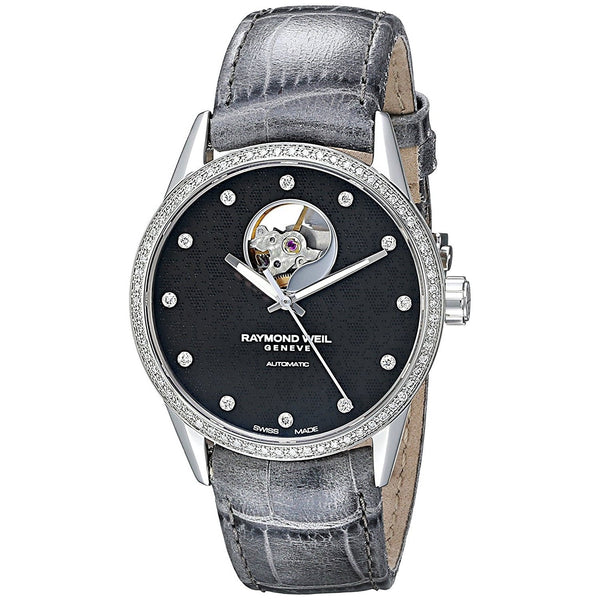 Raymond Weil Women's 2750-SLS-20081 Freelancer Diamond Automatic Grey Leather Watch