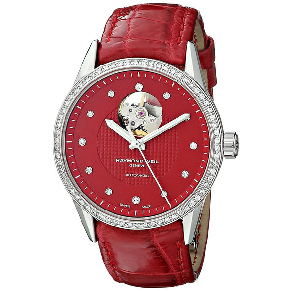 Raymond Weil Women's 2750-SLS-62081 Freelancer Diamond Automatic Red Leather Watch