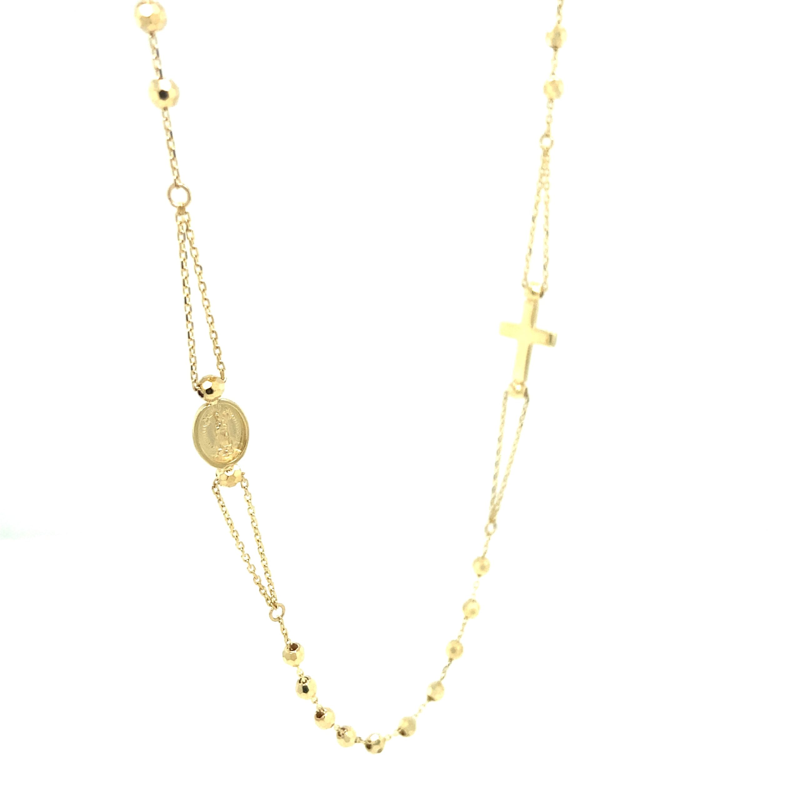 14K Short Rosary Necklace Gold