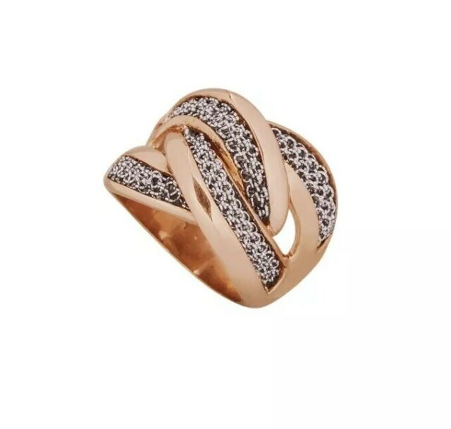 Rose Gold Entwined Ring with Silver Mesh