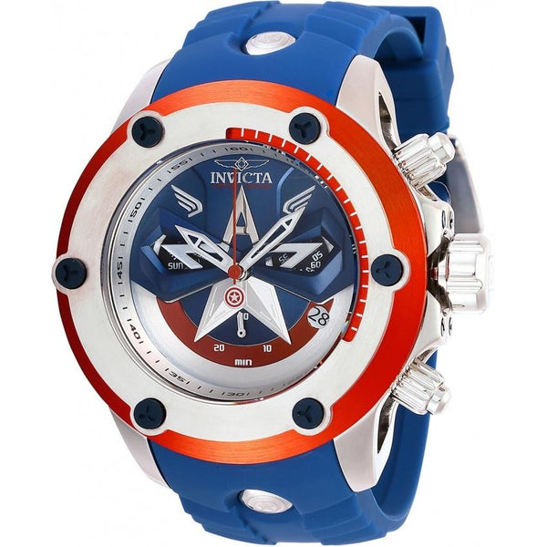 Invicta Men's 28420 Marvel Captain America Blue and Silver Silicone Watch