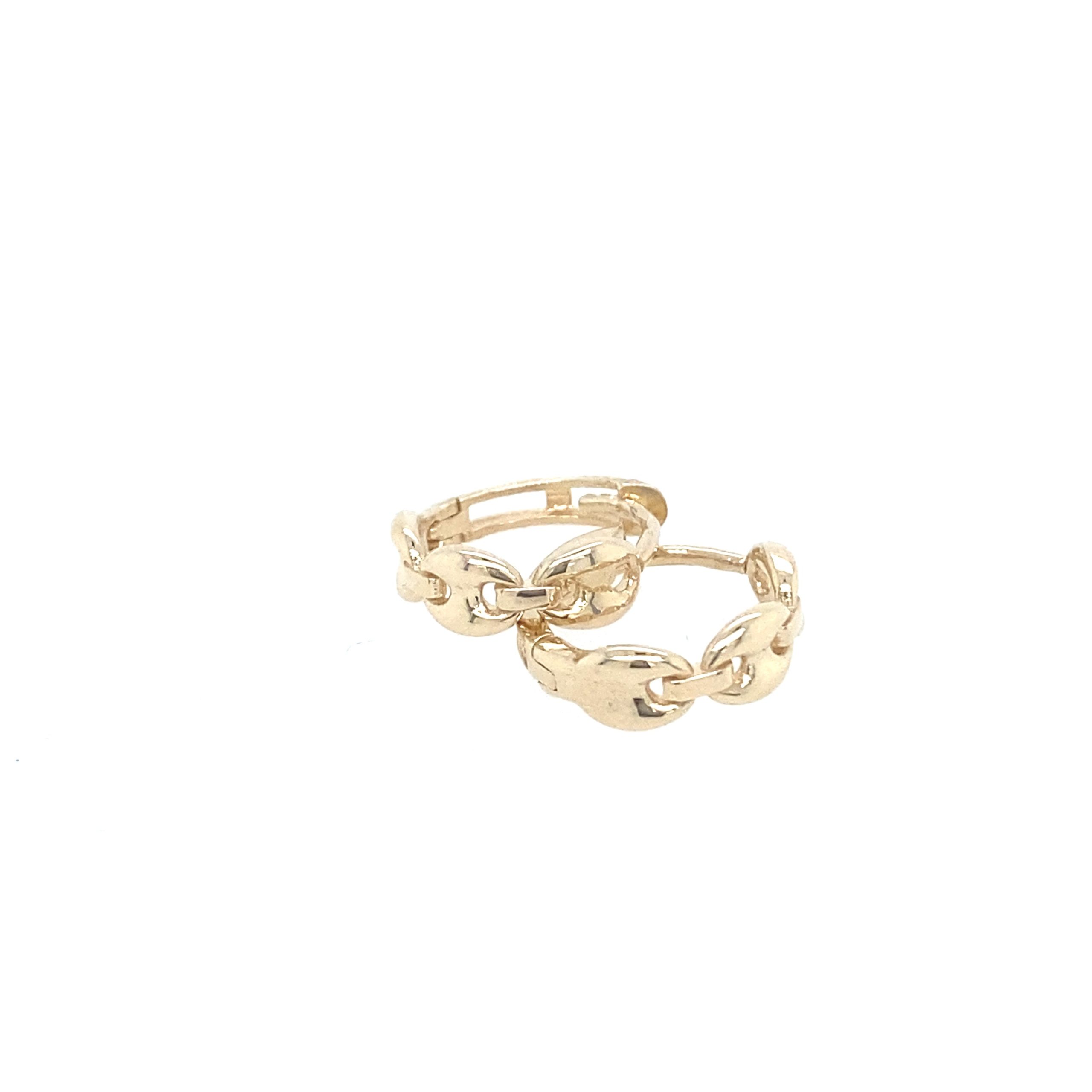 14K Gold Puff Mariner Hoops