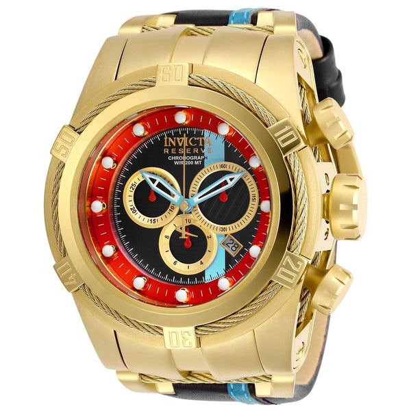 Invicta Men's 29053 Reserve Race Team Black and Silver Leather and Stainless Steel Watch