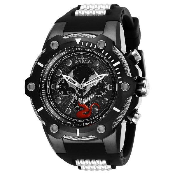 Invicta Men's 29055 Venom Black and Silver Inserts Silicone Watch
