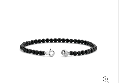 ONYX AND STERLING SILVER BEADED BRACELET