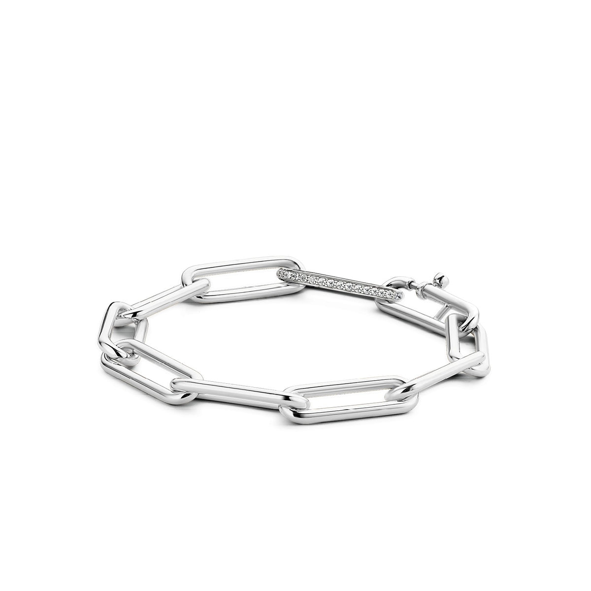Tisento Milano Sterling Silver rhodium plated Zirconia whiteBracelet